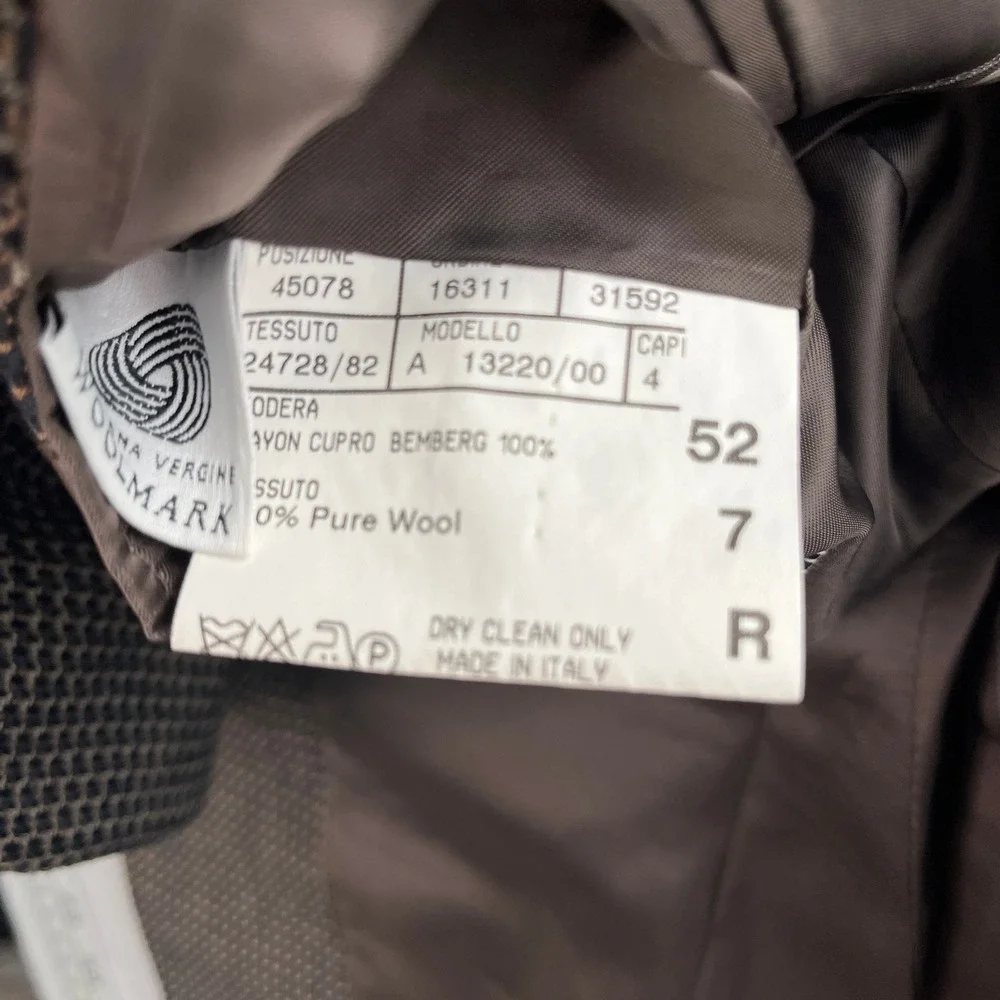 Canali Made In Italy Mens Blazer Brown Patterned Sport Coat Jacket 52R 100% Wool - Picture 10 of 11